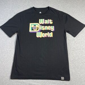 Disney Parks Walt Disney World Mens Small S Retro Globe D Logo T Shirt Black